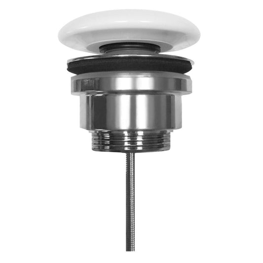 Ablaufgarnitur 5/4“, click-clack, Keramik-Stopfen, 5-65mm, Weiß