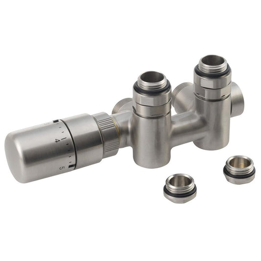 TWIN COMBI Thermostat-Anschlusset für Mittelanschluss, Edelstahl matt