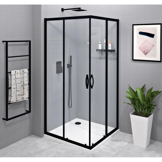 SIGMA SIMPLY BLACK Eck-Duschabtrennung 800x800 mm, Eckeinstieg, Klarglas