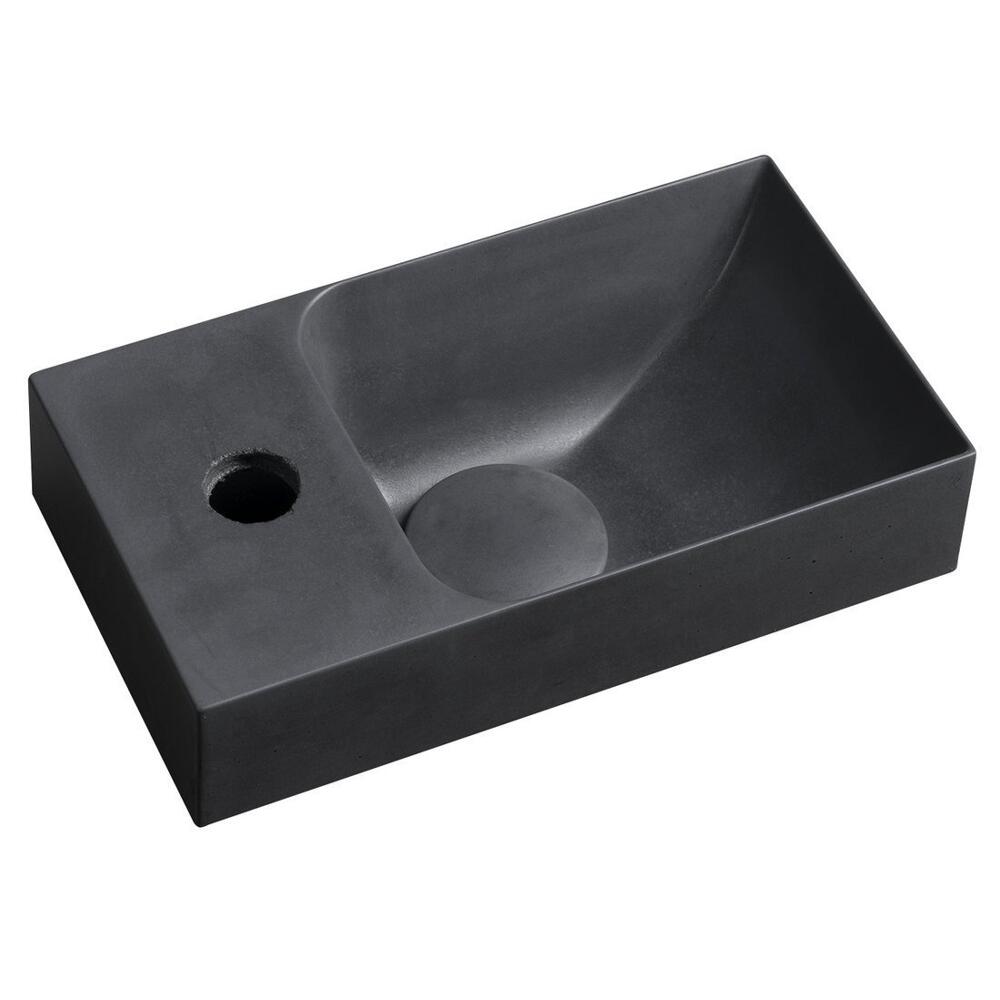 PICCOLINO Beton-Waschbecken 30,8x10x17cm,  Armaturloch links, Anthrazit