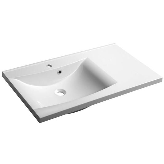 LUCIOLA Gussmarmor-Waschtisch 90x48cm, weiß, links