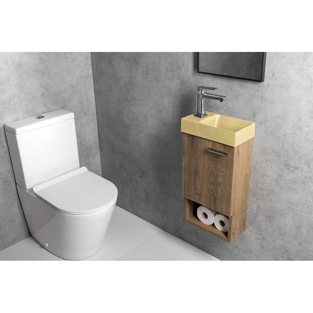 PICCOLINO Beton-Waschbecken 30,8x17cm, Wasserhahn linken, Gelb matt