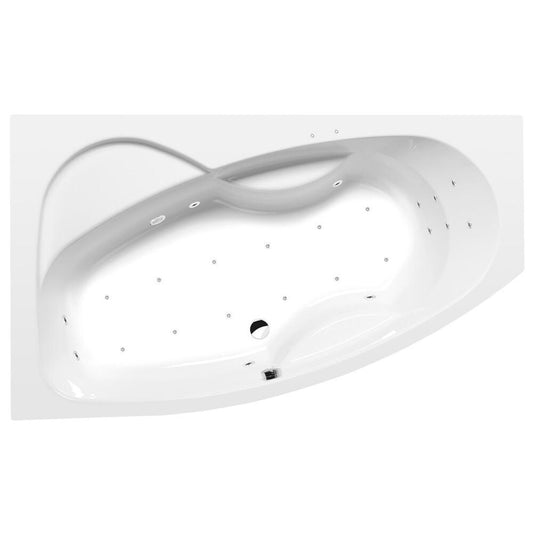 MAMBA L Whirlpool-Badewanne, 170x100x44cm, Attraction Hydro-Air, Chrom