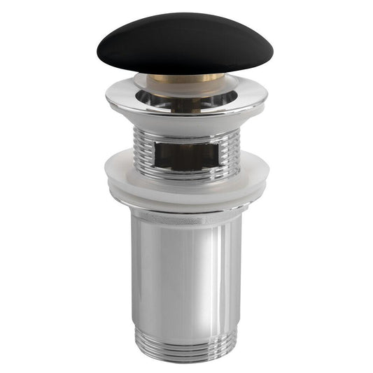 Überlauf-Ablaufgarnitur 5/4“, klick-klack, Keramik-Stopfen, H. 10-50 mm, Schwarz matt
