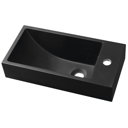 ARIANA Gussmarmor-Waschtisch 50x25cm, rechts, schwarz matt