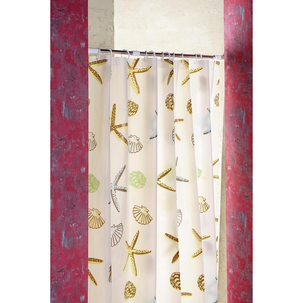 Duschvorhang 180x200cm, Vinyl, Seestern-Dekor