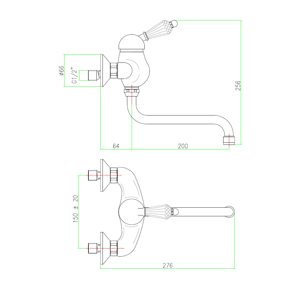 KIRKÉ WHITE Wandarmatur, weisser Hebel, chrom