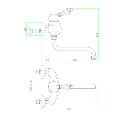KIRKÉ WHITE Wandarmatur, weisser Hebel, chrom