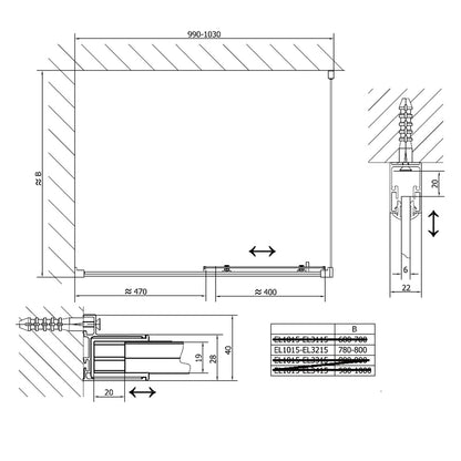 Easy Line Rechteckige Duschkabine 1000x800mm L/R Variante