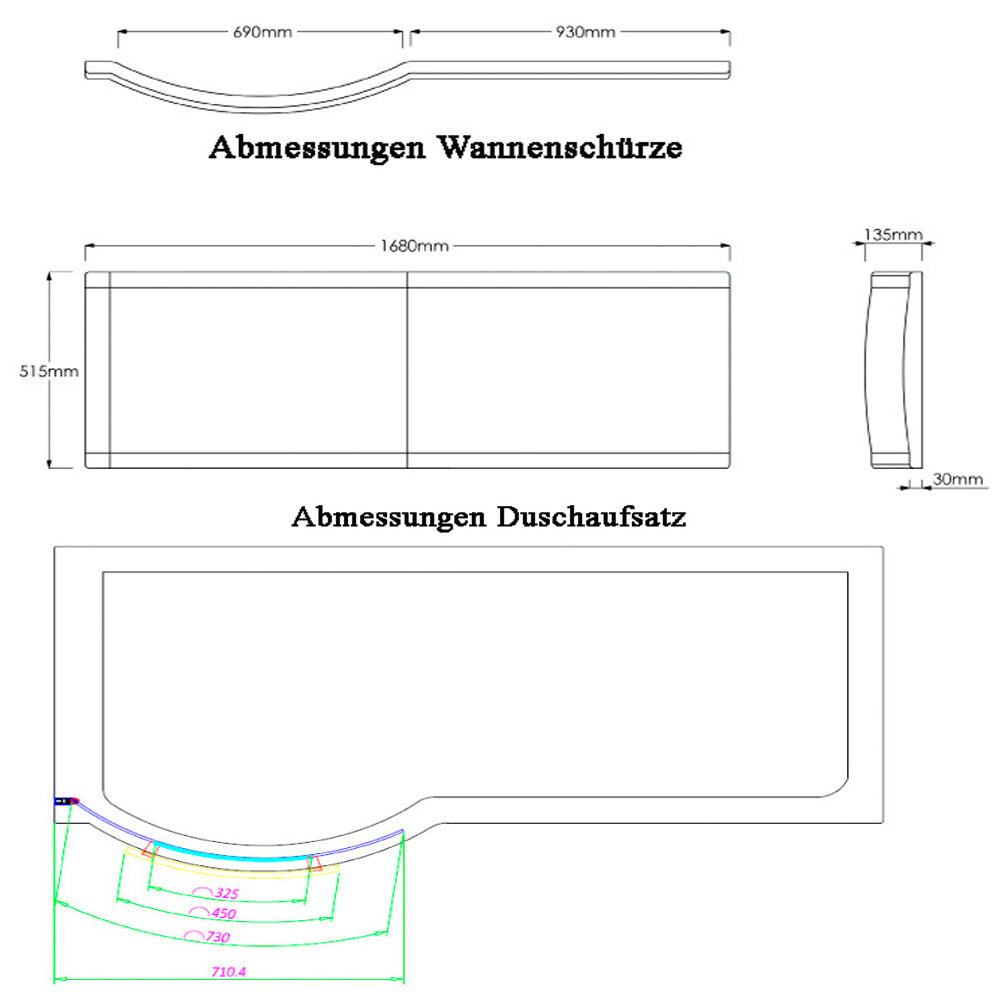 SKALI Badewanne mit Tür/Seniorenbadewanne 167,5x85/75cm, Links,Komplett-Set