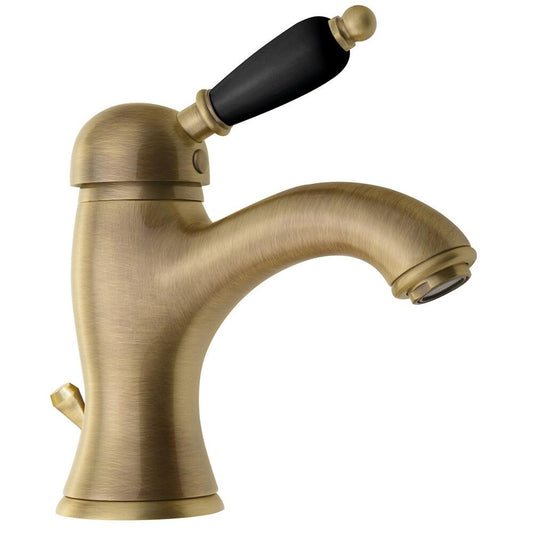 KIRKÉ BLACK Waschtischarmatur mit Ablaufgarnitur, schwarzer Hebel, bronze