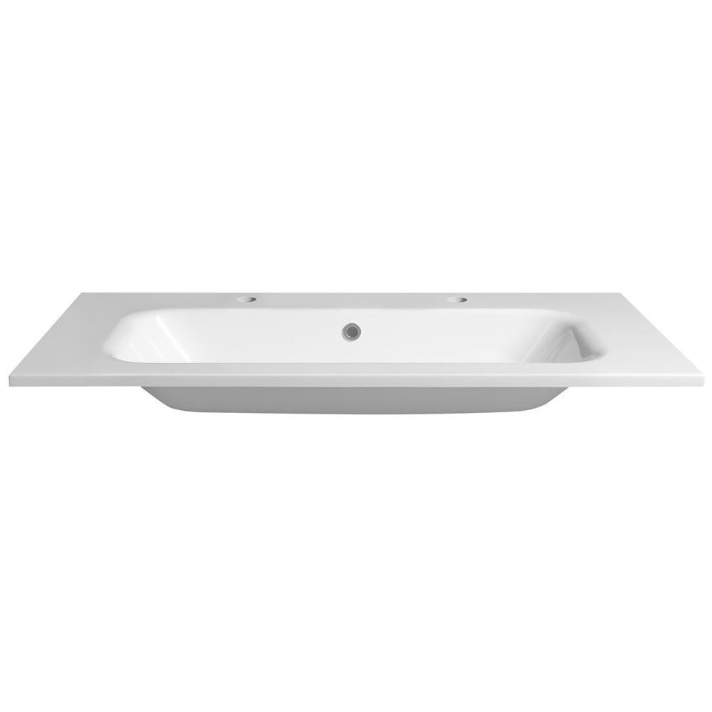 SIDRA Gussmarmor-Waschtisch 101x46cm, 2 Armaturlöcher, Weiß
