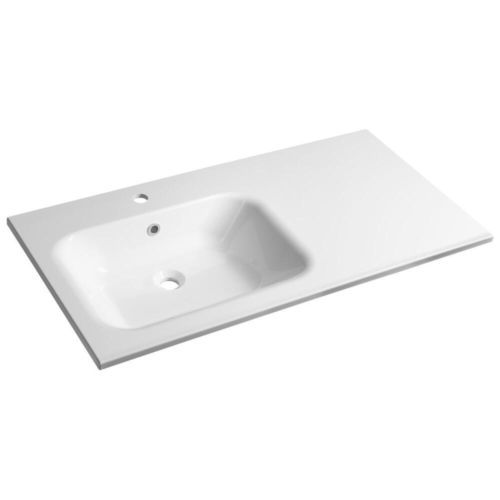 ARECA Gussmarmor-Waschtisch 101x51,5cm, links, weiß
