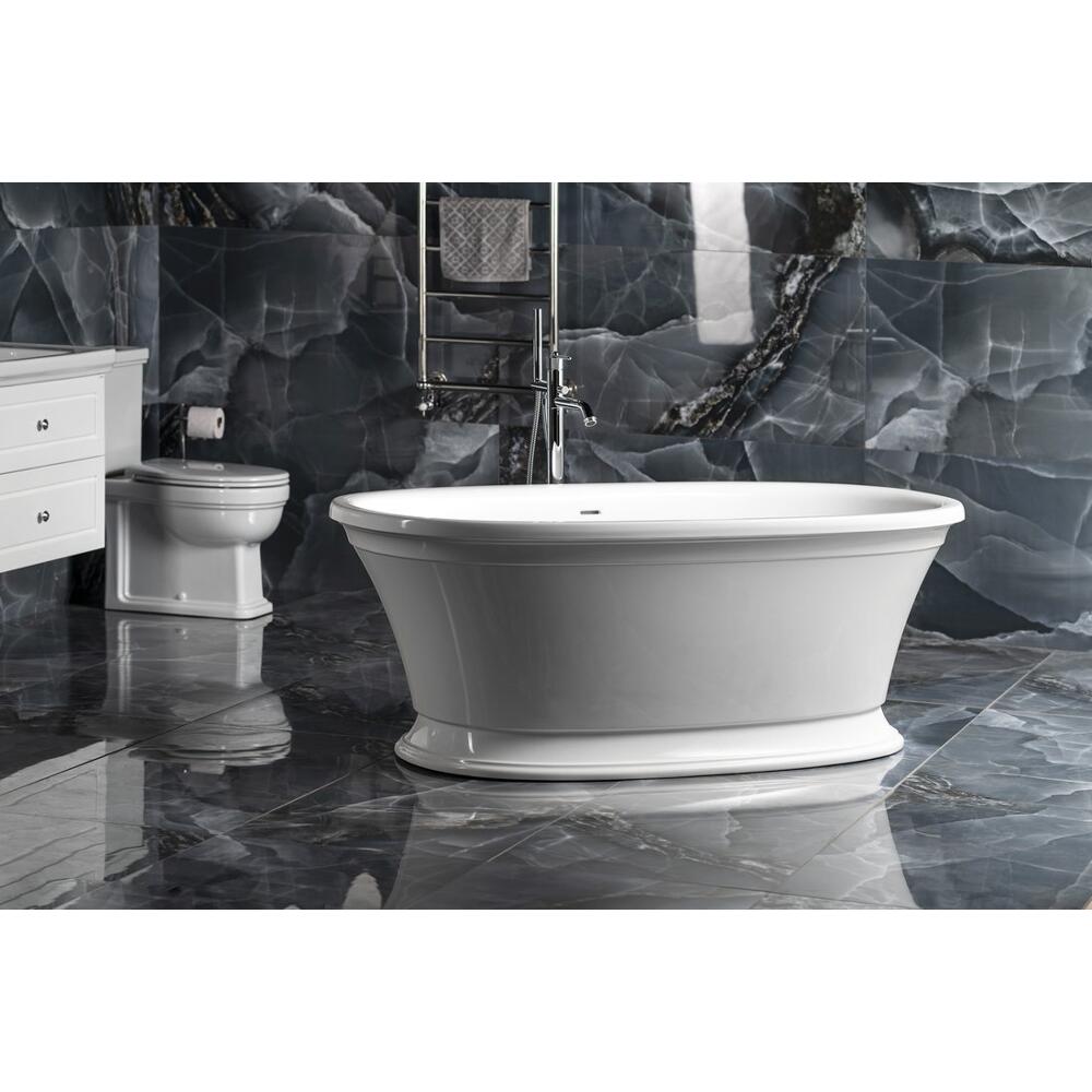 VELIA Gussmarmor-Badewanne 167x83x62,5cm, weiß