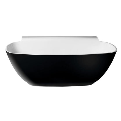 NIGRA Freistehende Gussmarmor-Badewanne 158x80x45cm, schwarz/weiß