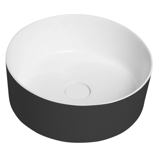 THIN Waschtisch für Arbeitsplatte Ø38 cm, Schwarz/weiß matt