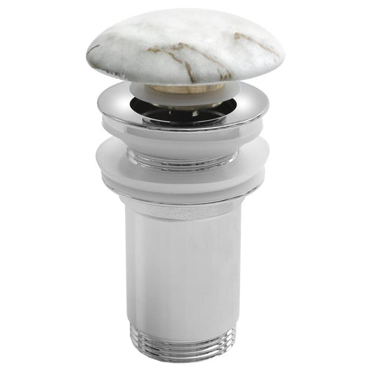 Ablaufgarnitur 5/4“, klick-klack, Keramik-Stopfen, 10-50mm, Bianco carrara