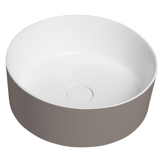 THIN Waschtisch für Arbeitsplatte Ø38 cm, Braun/Weiß matt