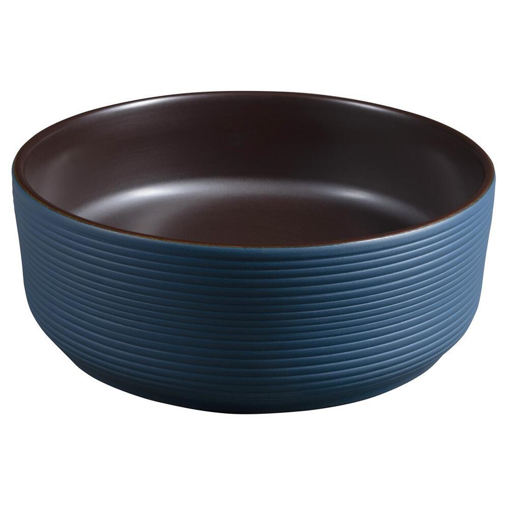 PRIORI Keramik-Waschtisch Ø 41 cm, Blau/Braun