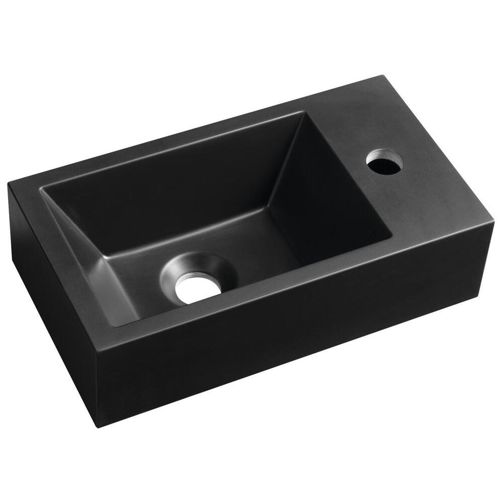 AMAROK Gussmarmor-Waschtisch 40x22cm, rechts, schwarz matt
