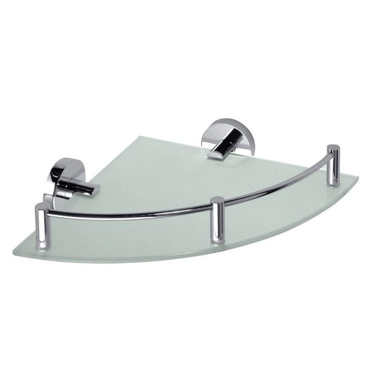 X-ROUND E Eck-Glasablage mit Reling 255x60x255mm, Chrom