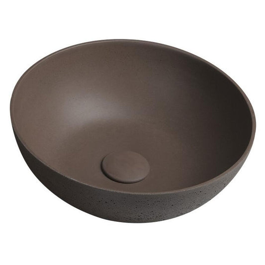 FORMIGO Betonwaschbecken zum Aufsetzen, Durchmesser 39cm, Dunkelbraun matt