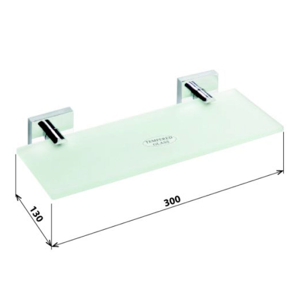 X-SQUARE Glasablage 300x55x130mm, Milchglas, Chrom
