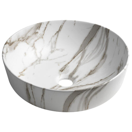 RONDEA Keramik-Waschtisch zum Aufsetzen Durch. 41cm, Bianco carrara