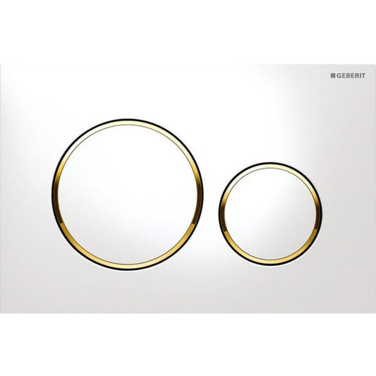 GEBERIT SIGMA20 Betätigungsplatte für 2-Mengen-Spülung, weiß Glanz/Gold, Kunststoff