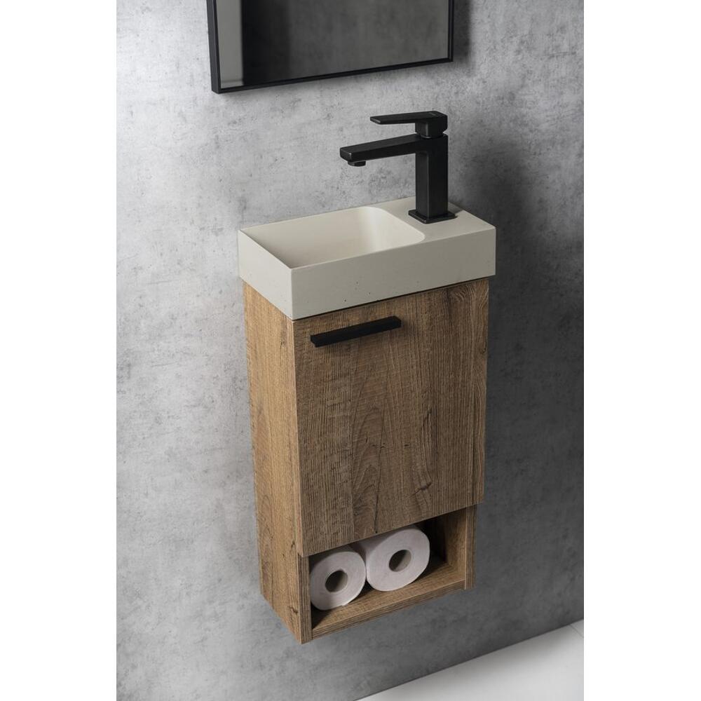 PICCOLINO Beton-Waschbecken 30,8x17cm, Wasserhahn rechten, Sand matt