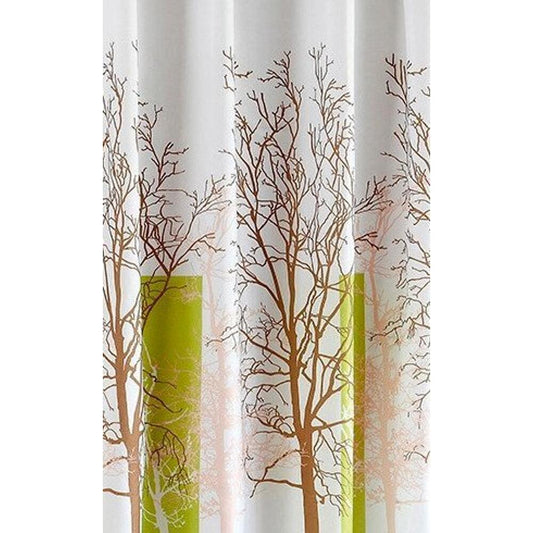 Duschvorhang 180x180cm, PE, Weiß/Grün, Baumdekor