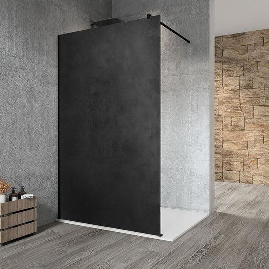 VARIO BLACK Duschwand, Wandmontage, Platte HPL Kara, 1000 mm, schwarz matt