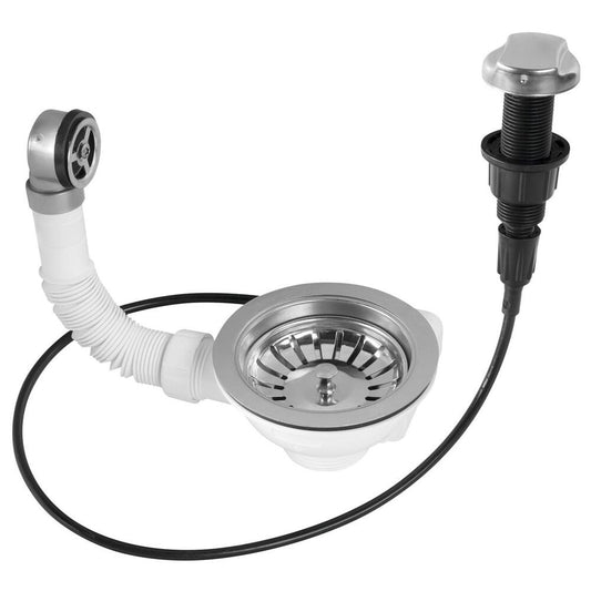 Waschbecken Edelstahl Auslass 6/4" mit Überlauf und Kontrolle, Edelstahl