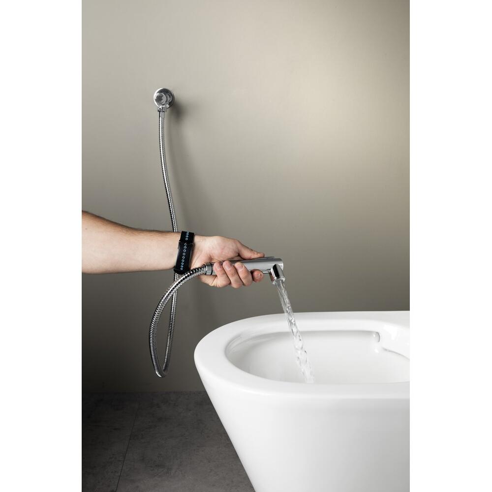 Wandventil mit Handbrause und Sicherheitssperre, rund, Chrom