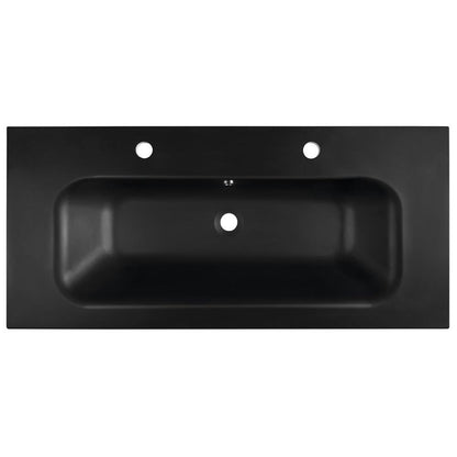 SIDRA Gussmarmor-Waschtisch 101x46cm, 2 Armaturlöcher, schwarz matt