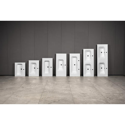 SIDRA Gussmarmor-Waschtisch 101x46cm, 2 Armaturlöcher, Weiß