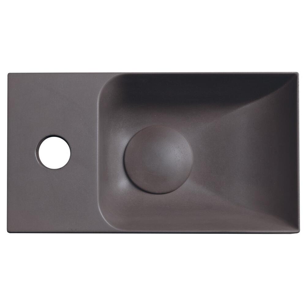 PICCOLINO Beton-Waschbecken 30,8x10x17cm,  Armaturloch links, Dunkelbraun