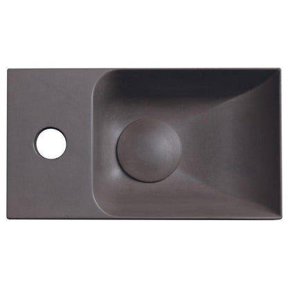 PICCOLINO Beton-Waschbecken 30,8x10x17cm,  Armaturloch links, Dunkelbraun