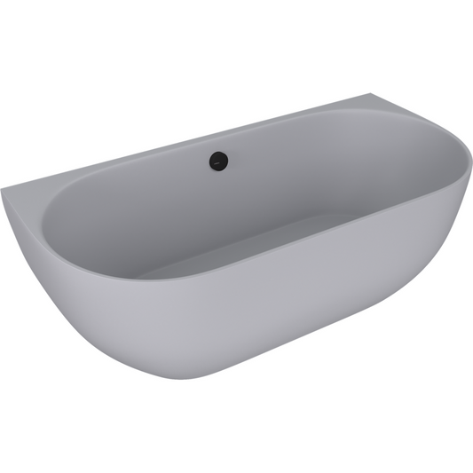 PAGODA Wandbadewanne aus Gussmarmor 170x85x58cm, Grau matt