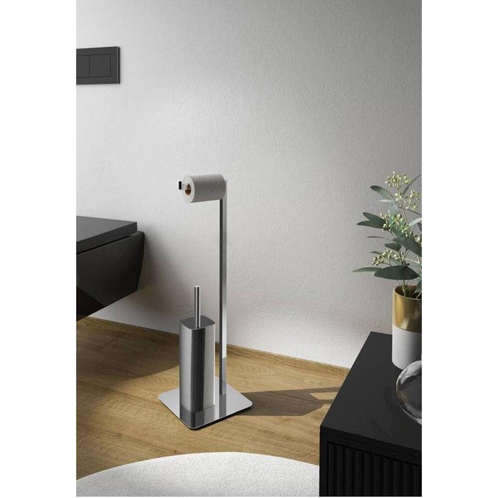 FELIX  Toilettenpapierhalter und WC-Bürste, Eckig, Chrom
