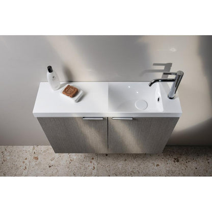 AGOS Gussmarmor-Waschtisch 80x22cx11cm, weiß, links/rechts