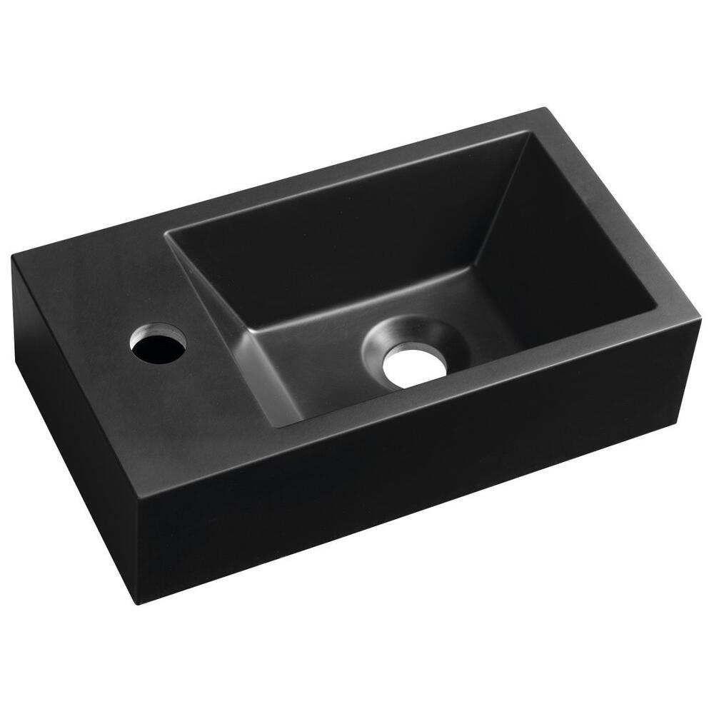 AMAROK Gussmarmor-Waschtisch 40x22cm, links, schwarz matt