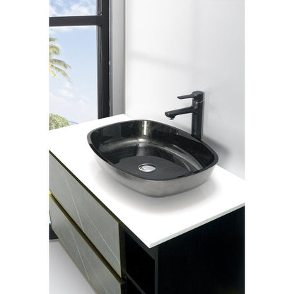 KVAORE Glaswaschtisch 54x39,5 cm, Schwarz