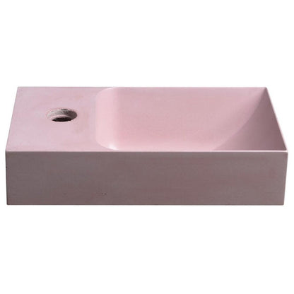 PICCOLINO Beton-Waschbecken 30,8x17cm, Wasserhahn linken, Rosa matt