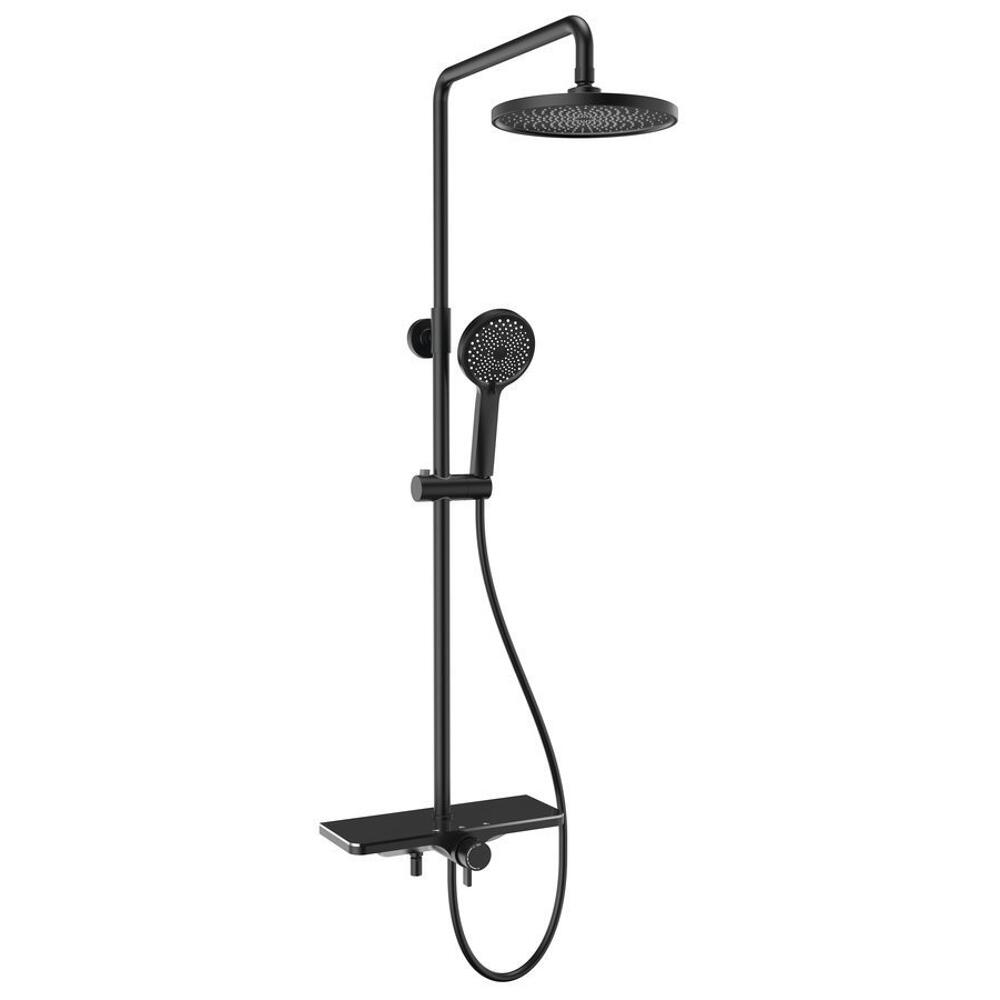 ARONA Duschsäule mit Armatur und Auslauf, schwarz matt