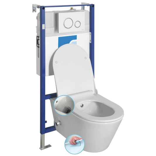 AVVA CLEANWASH Wand-WC,spülrandlos, inkl. Bidet-Dusche+Spülkasten