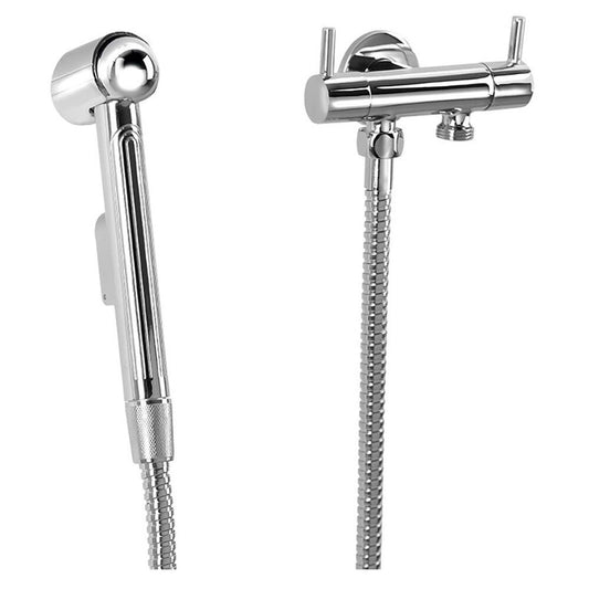 WC-Handbrause mit Doppelventil und Spülkasten-Wasseranschluss, Chrom