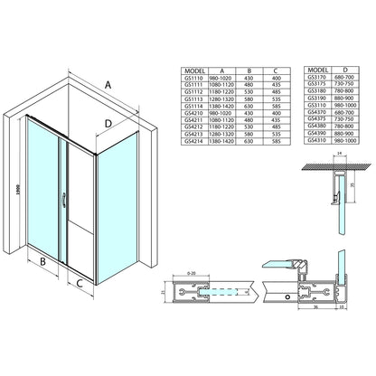 SIGMA SIMPLY Rechteckige Duschkabine 1400x750mm L/R Variante, Klarglas