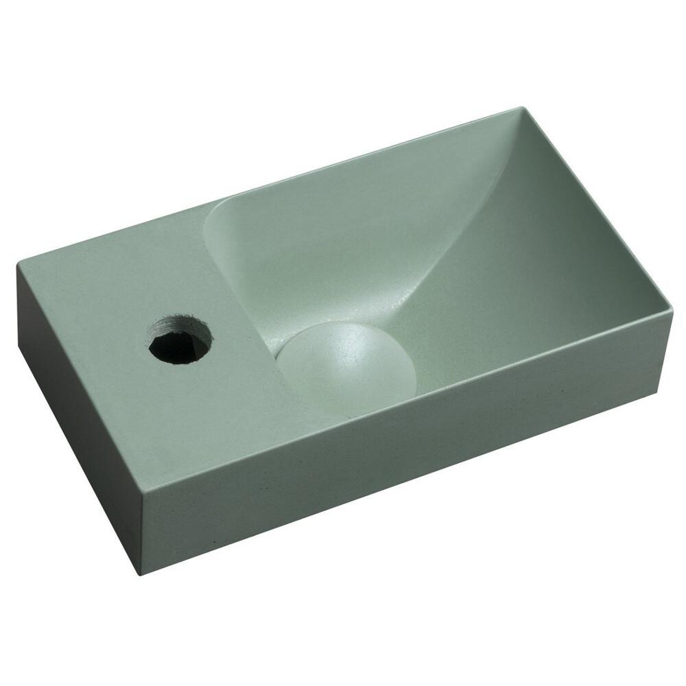 PICCOLINO Beton-Waschbecken 30,8x17cm, Wasserhahn linken, Grün matt