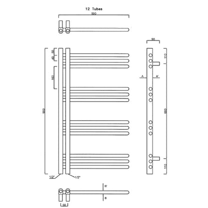 DORLION Badheizkörper 500x900mm, Chrom